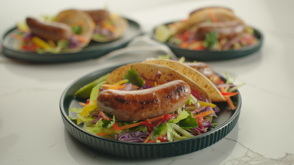 Sausage Tacos with Rainbow Slaw - Peppercorn